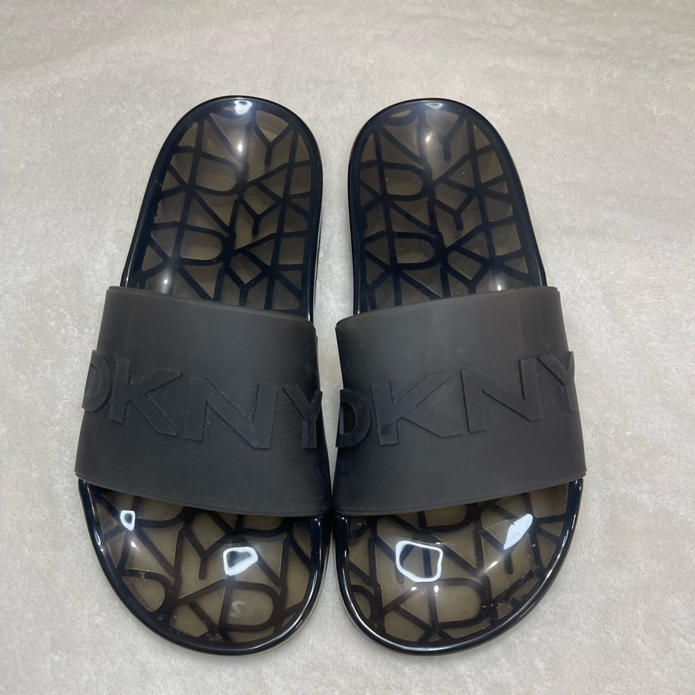 DKNY Black Jelly Pool Slide Sandals